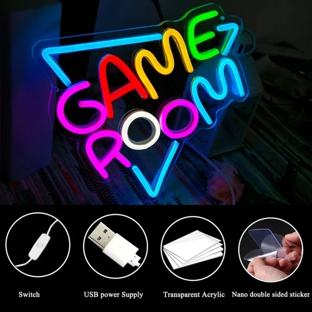 Game Room Neon LED Wall Sign USB Gaming Decor Light Vibrant Glow Retro Y2K Gamer - Picture 4 of 4
